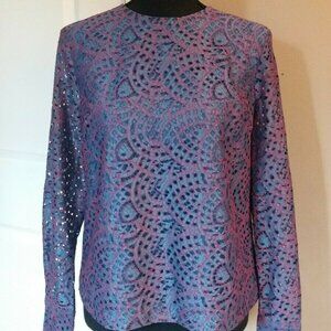 NWT Banana Republic Blue & Red Womens Lace Blouse